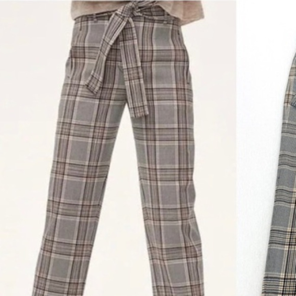 Aritzia Wilfred Front Tie Plaid Pants
